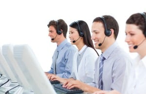 International business people talking on headset